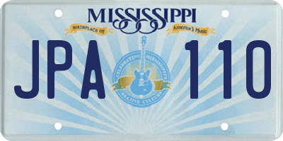 MS license plate JPA110