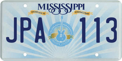 MS license plate JPA113