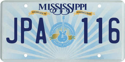 MS license plate JPA116
