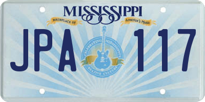 MS license plate JPA117