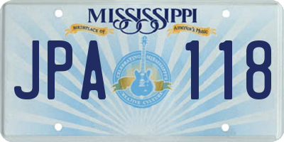 MS license plate JPA118