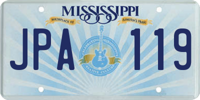 MS license plate JPA119