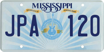 MS license plate JPA120