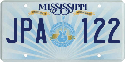 MS license plate JPA122