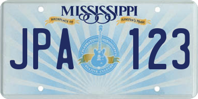 MS license plate JPA123