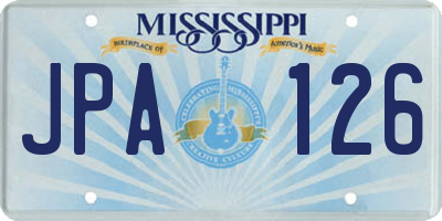 MS license plate JPA126