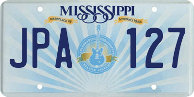 MS license plate JPA127