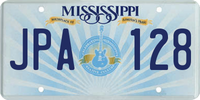 MS license plate JPA128