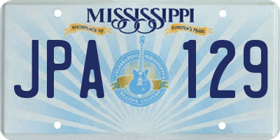 MS license plate JPA129