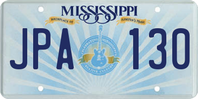 MS license plate JPA130
