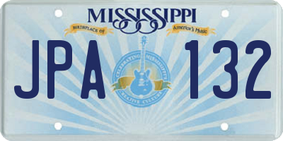 MS license plate JPA132