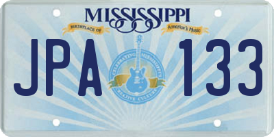 MS license plate JPA133