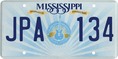 MS license plate JPA134
