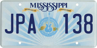 MS license plate JPA138
