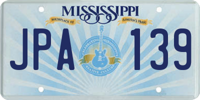 MS license plate JPA139