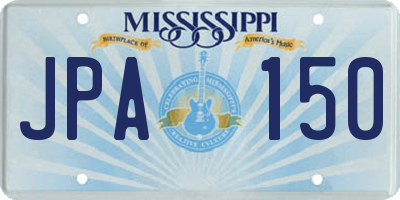 MS license plate JPA150