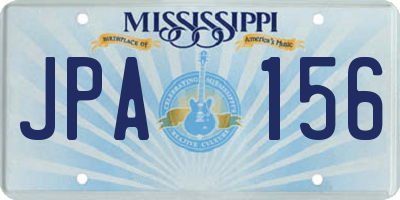 MS license plate JPA156