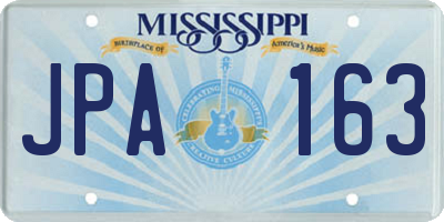 MS license plate JPA163