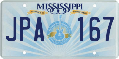 MS license plate JPA167