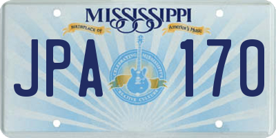 MS license plate JPA170