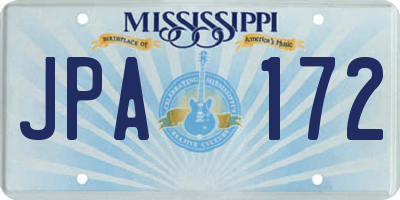 MS license plate JPA172