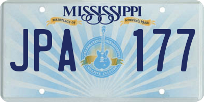 MS license plate JPA177