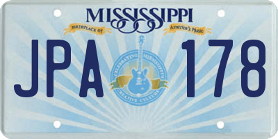 MS license plate JPA178