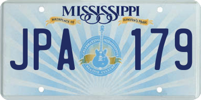 MS license plate JPA179
