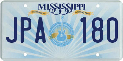 MS license plate JPA180