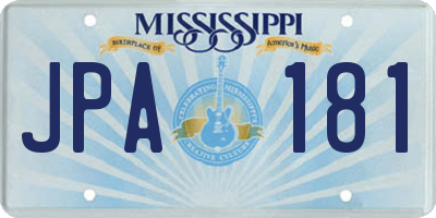 MS license plate JPA181