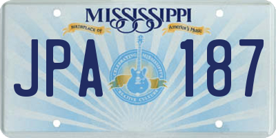 MS license plate JPA187