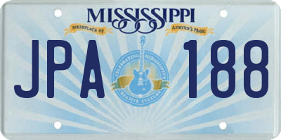 MS license plate JPA188