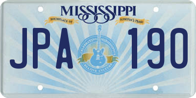 MS license plate JPA190