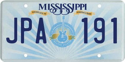 MS license plate JPA191