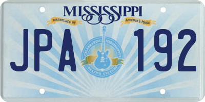 MS license plate JPA192