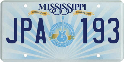 MS license plate JPA193