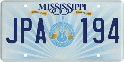 MS license plate JPA194