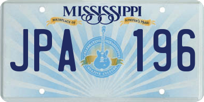 MS license plate JPA196