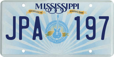 MS license plate JPA197