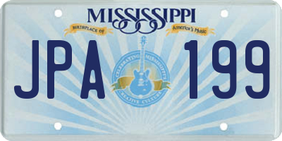 MS license plate JPA199