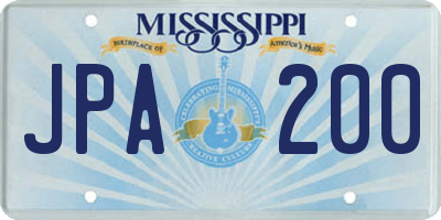 MS license plate JPA200