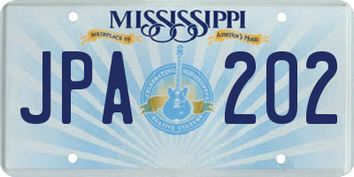 MS license plate JPA202