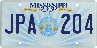 MS license plate JPA204