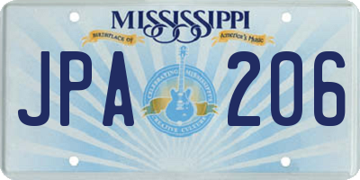 MS license plate JPA206