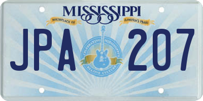 MS license plate JPA207