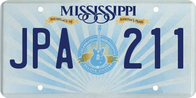 MS license plate JPA211