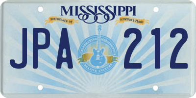 MS license plate JPA212