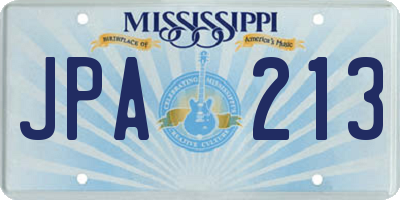 MS license plate JPA213