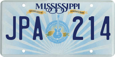 MS license plate JPA214