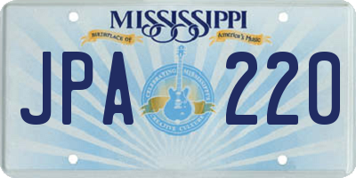 MS license plate JPA220